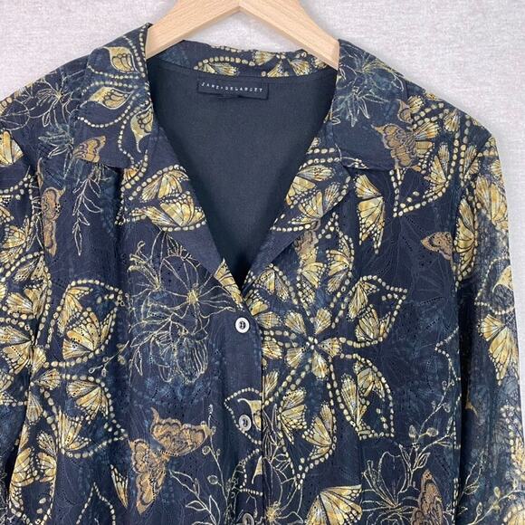 Jane & Delancey Womens Whimsigoth Button Up Top Size L Butterfly Mesh Grunge - Picture 2 of 13